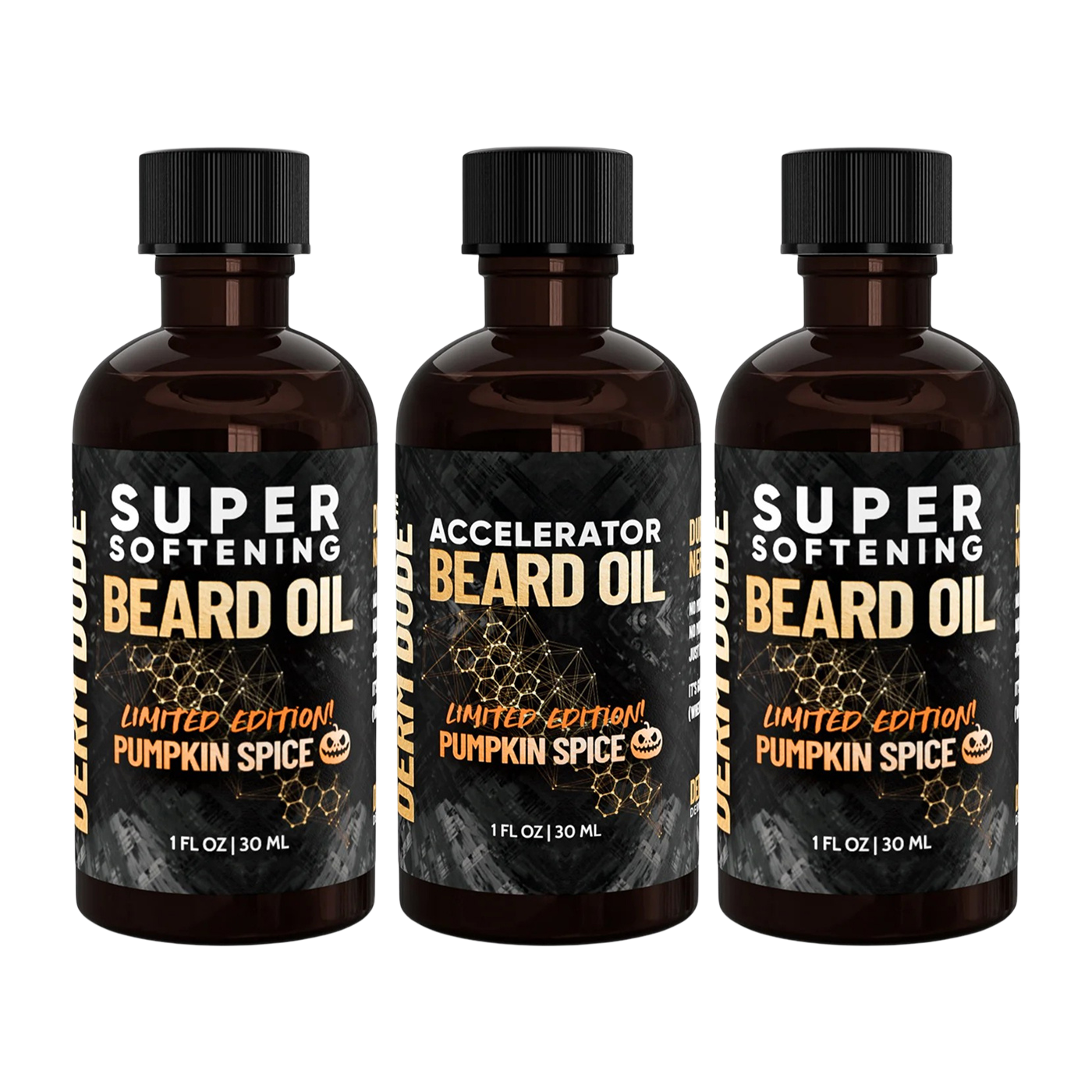 3 Pack Limited Edition Accelerator Beard Oil - Pumpkin Spice
