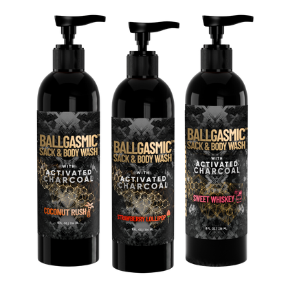 Men's Sack & Body Wash with Activated Charcoal 3PK Variety Pack