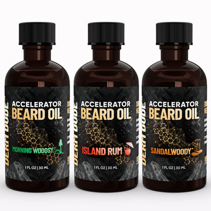 Accelerator Beard Oil 3 Pack - Island Rum+ Morning Woodsy + SandalWoody