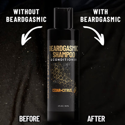 BeardGasmic 2-in-1 Beard Shampoo and Conditioner 2 Pack + Comb