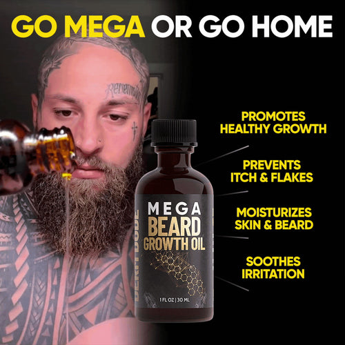 Mega Beard Growth Oil Derm Dude promotes health growth, prevens itch and flakes