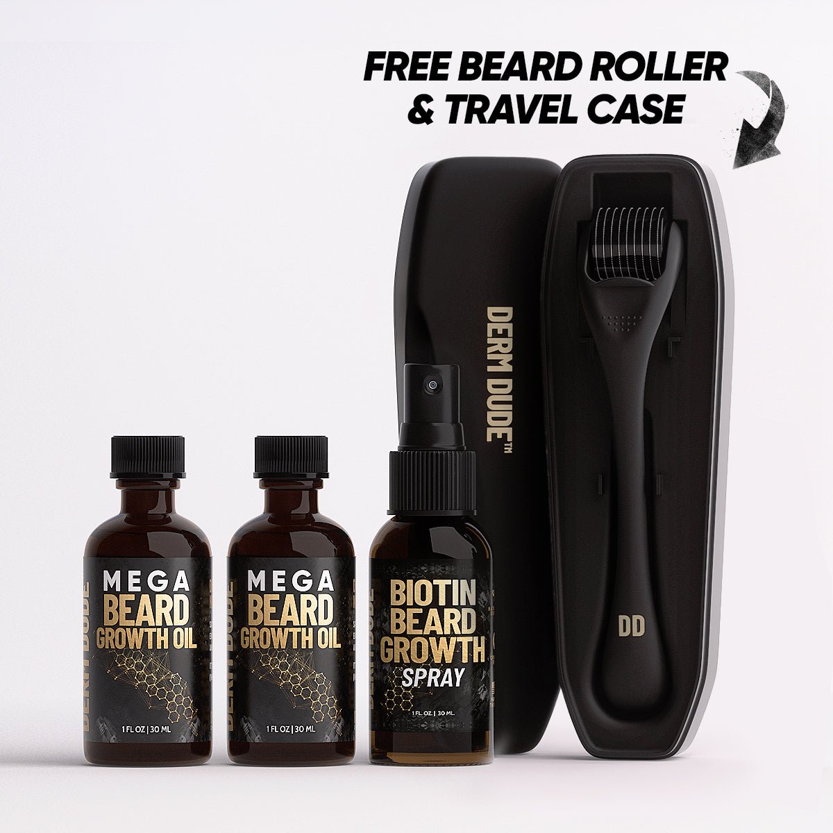 Mega Beard Growth Oil & Biotin Power Pack + Free Beard Growth Roller