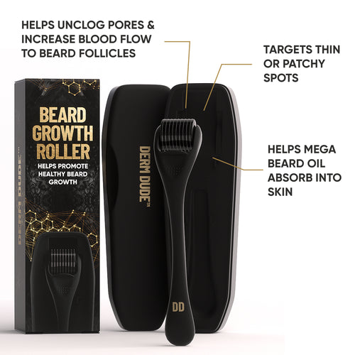 Mega Beard Growth Oil 2-Pack + FREE Beard Roller Derm Dude