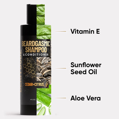 BeardGasmic™ 2-in-1 Beard Shampoo & Conditioner - Cedar & Citrus