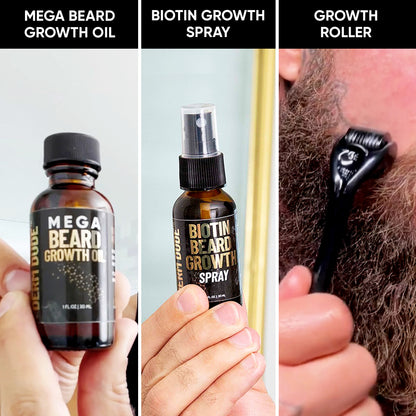 Mega Beard Growth Oil & Biotin Power Pack + Free Beard Growth Roller