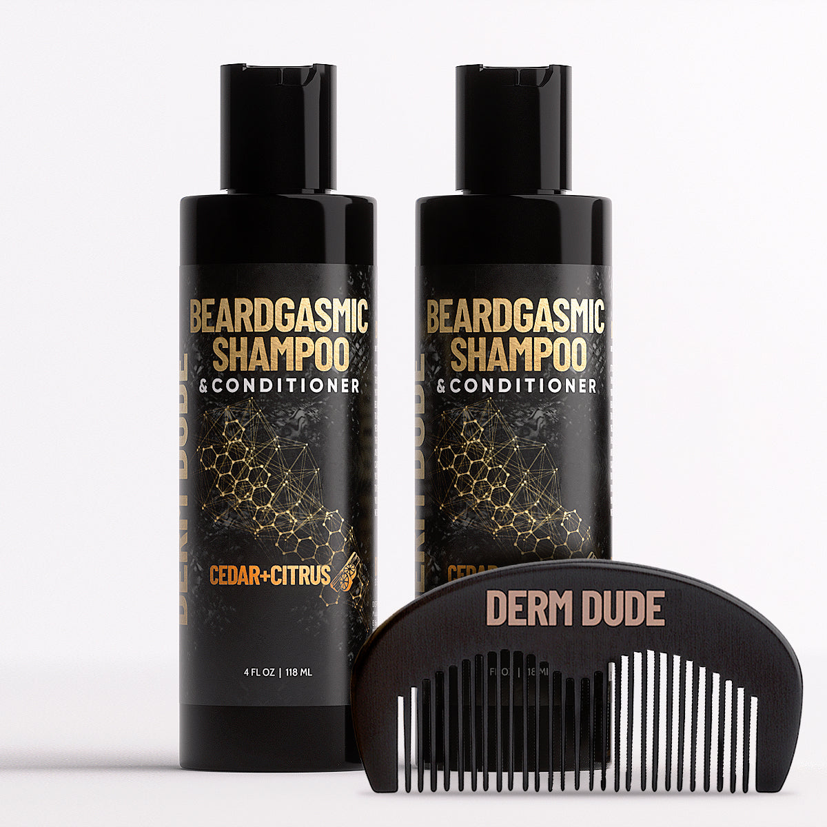 BeardGasmic 2-in-1 Beard Shampoo and Conditioner 2 Pack + Comb