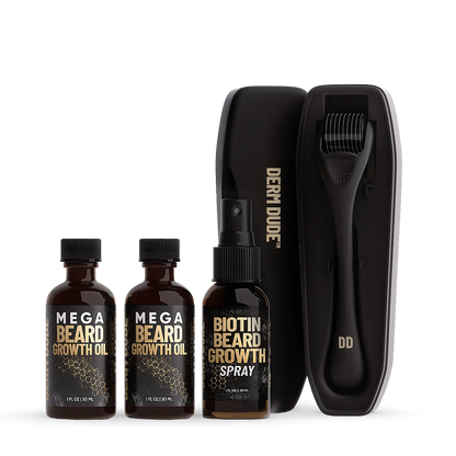 Mega Beard Growth Oil & Biotin Power Pack + Free Beard Growth Roller
