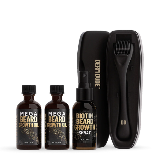 Shop bundles * up to 40% off + free shipping! - Mega beard growth oil & biotin power pack + free beard growth roller