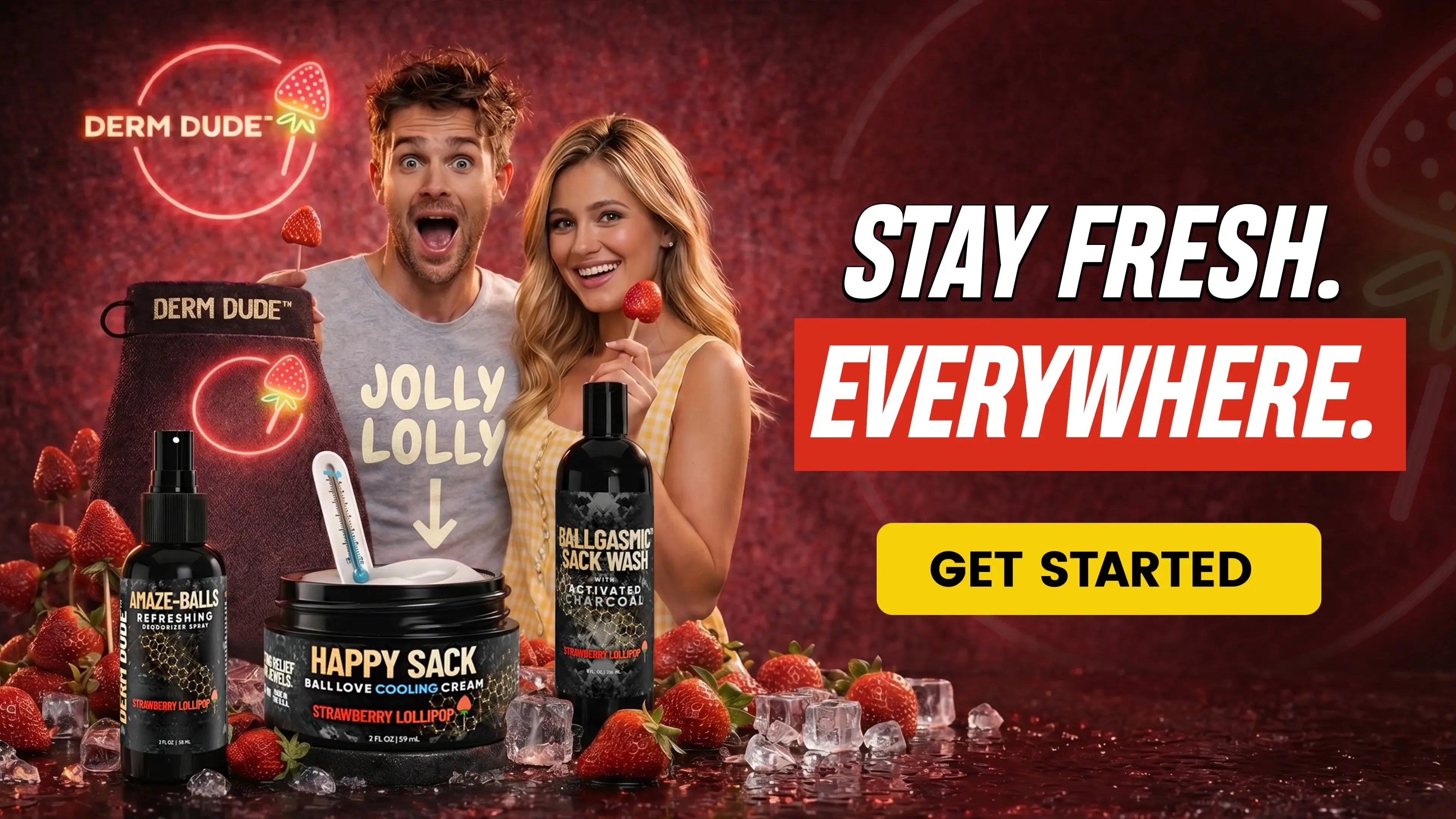 Men’s grooming products for sweaty balls, odor control and anti-chafing care