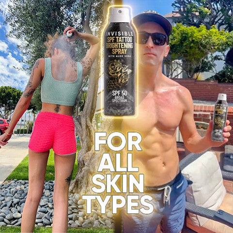 Invisible SPF 30 Tattoo Sunscreen + Brightening Spray Derm Dude