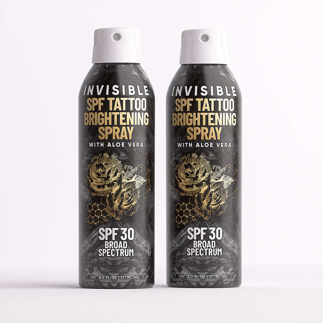 Invisible SPF 30 Tattoo Sunscreen + Brightening Spray - 2 Pack Derm Dude