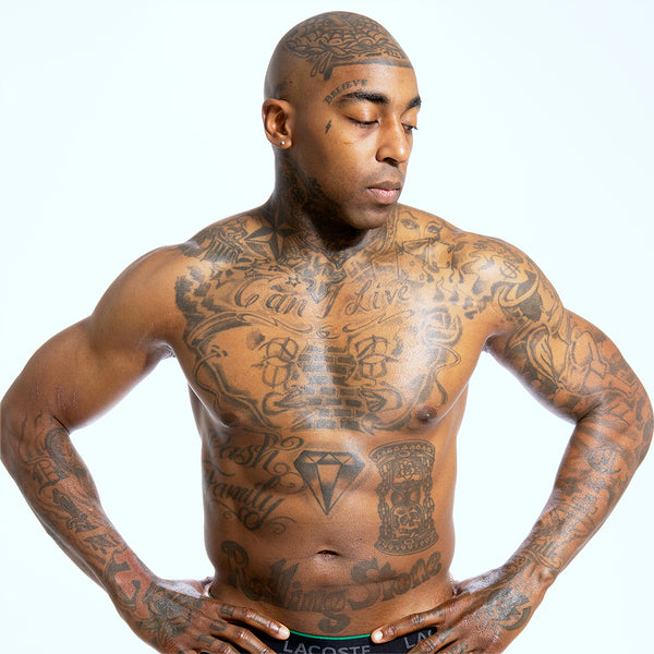 Bald Black Man with Tattoos