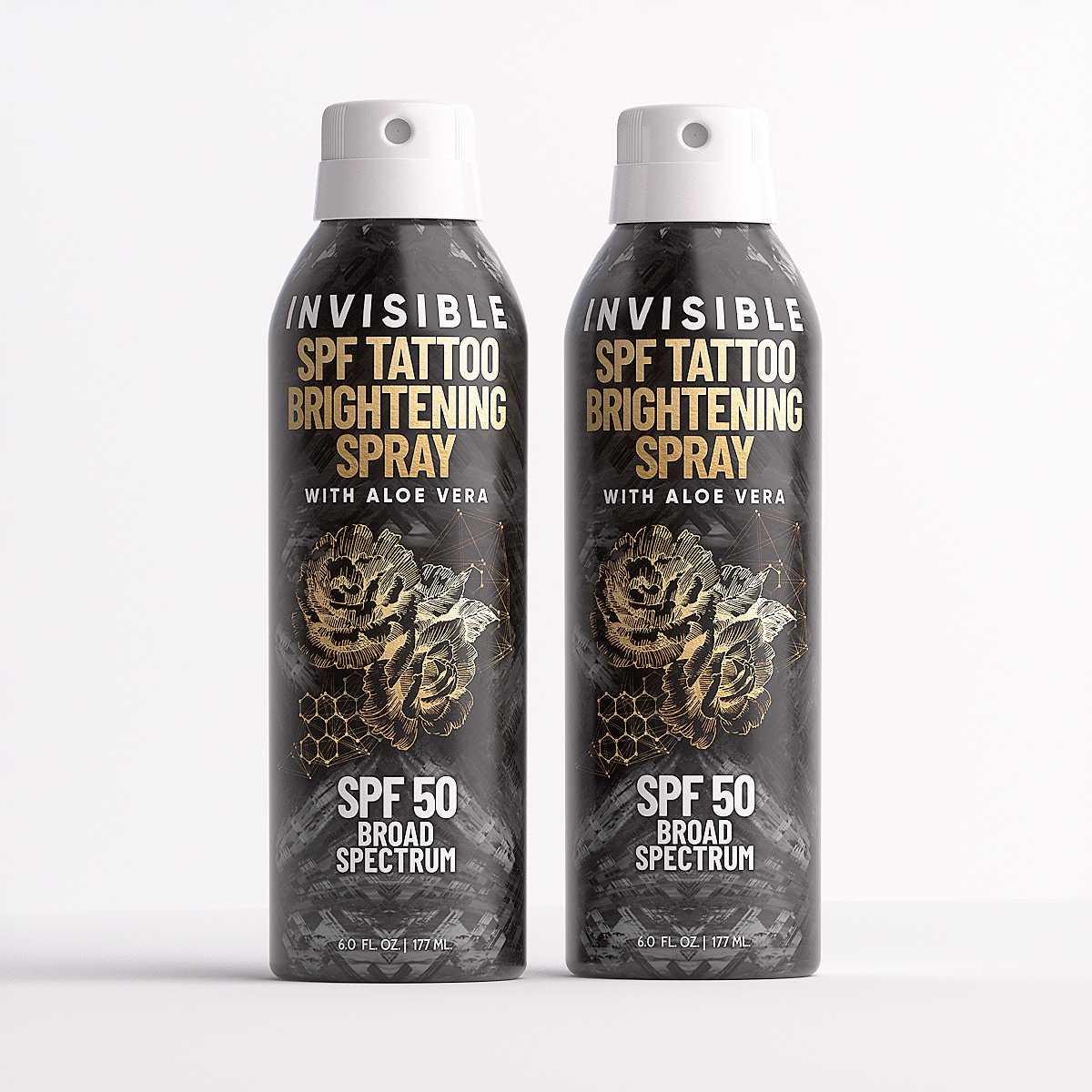 Invisible SPF 50 Tattoo Sunscreen + Brightening Spray - 2 Pack Derm Dude